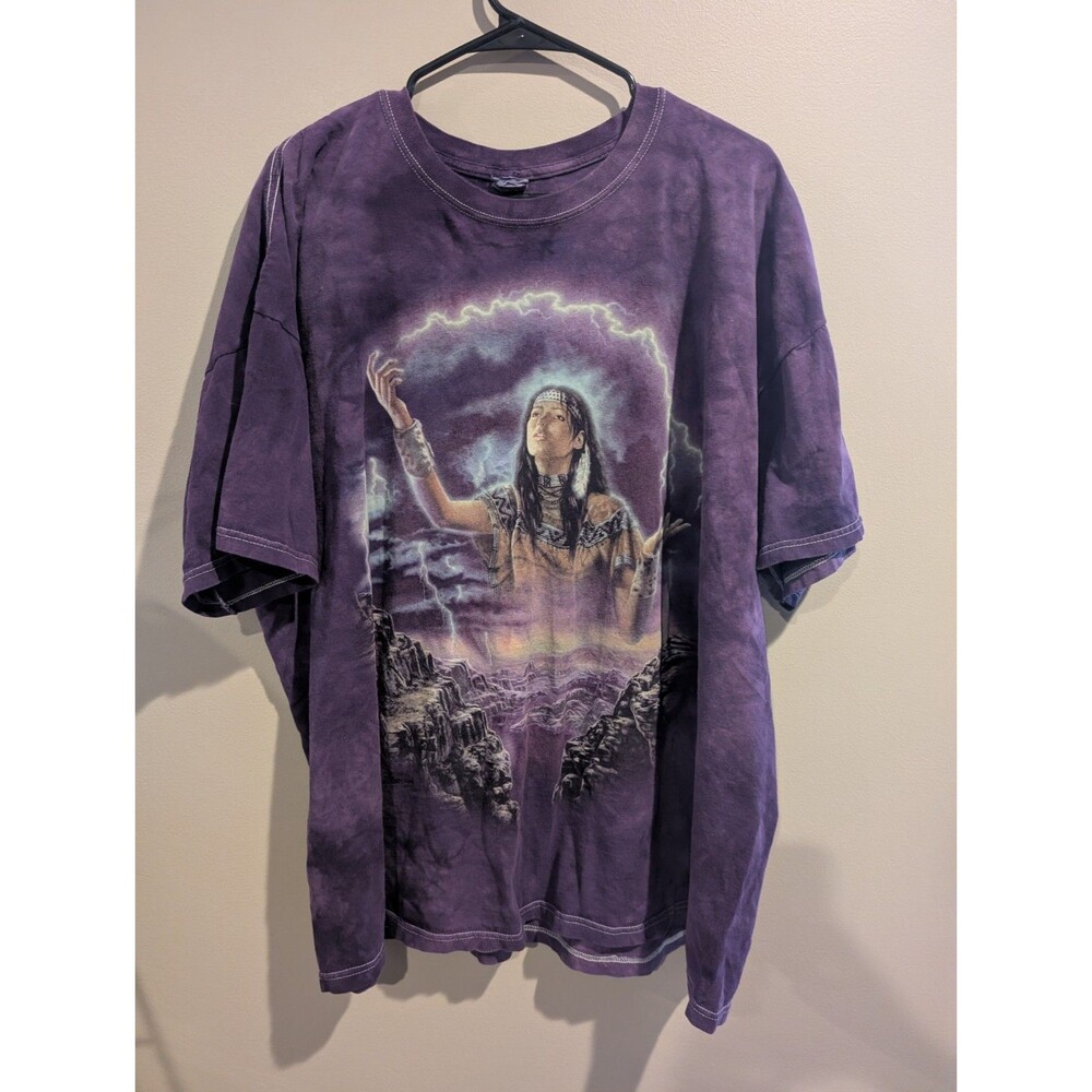 Vintage The Mountain 1999 3x Native American Lightening Tie Dye Shirt Grunge